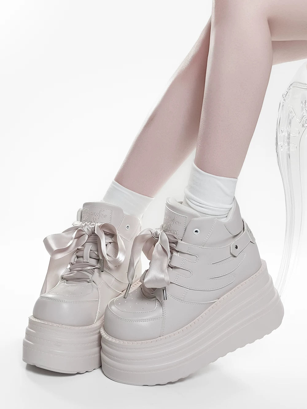 Jirai Kei High-Top Platform Shoes, Detachable Wing Decor (Pink / 35 36 37 38 39 40 41) 44333:806768