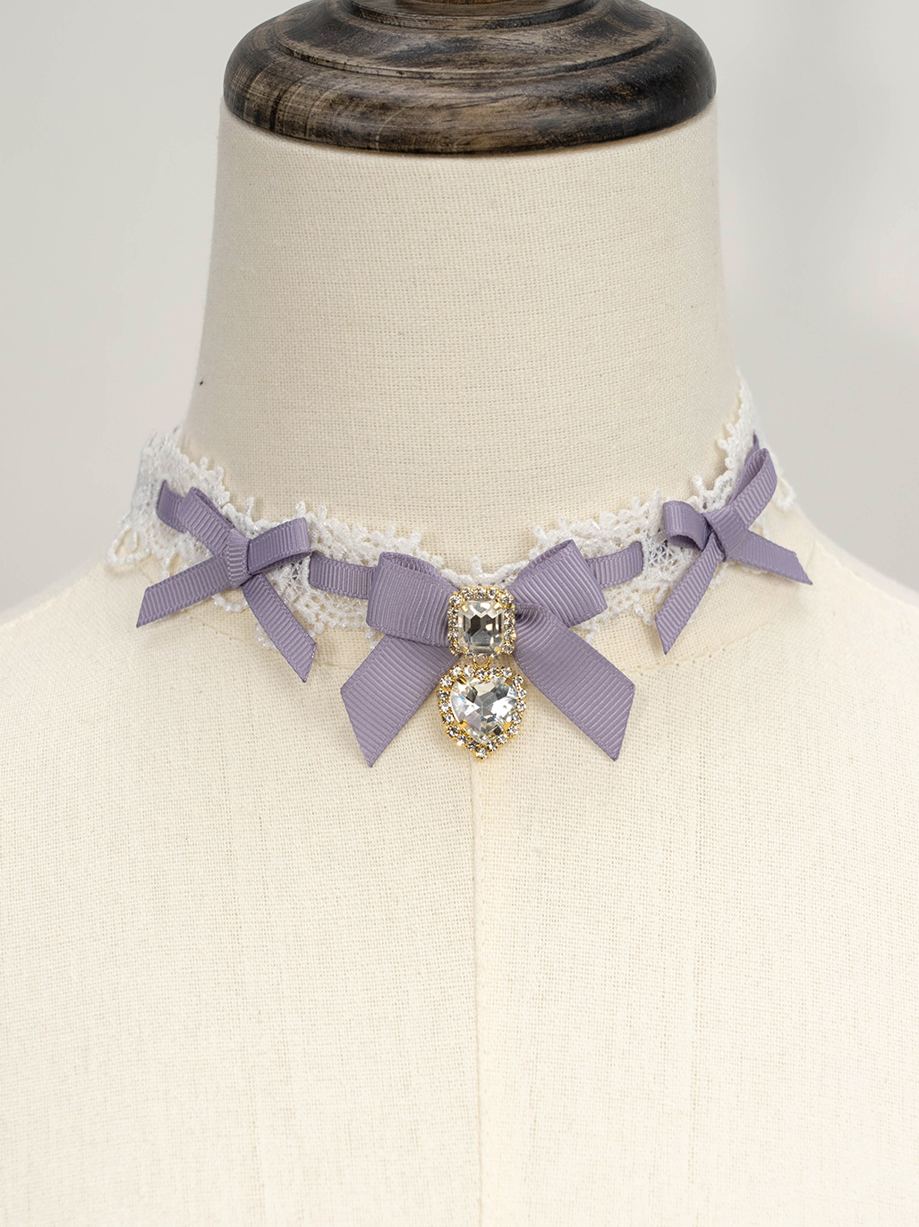 Jirai Kei Necklace Double-layered Pearl Rhinestone Choker 33806:446418 33806:446418