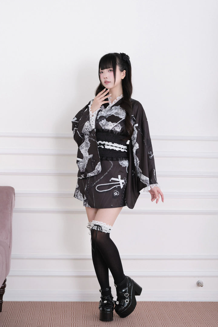 Gothic Lace Yukata Set, Detachable Lace Bow 45262:844264