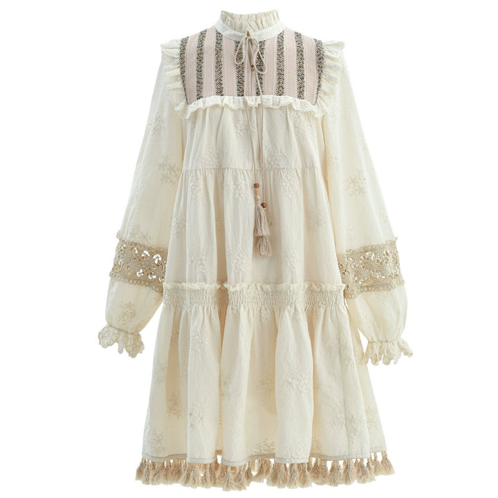 Mori Kei Dress Set Bohemian Vest With Tassels Ethnic Dress (L M S / Dress) 39268:644916