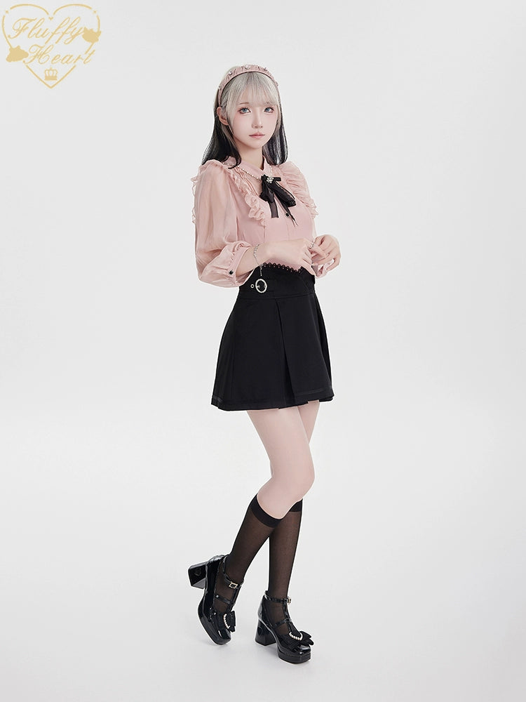 Jirai Kei Skirt Black Pink Skirt Lace Box Pleated Skirt No Restock 32912:443732