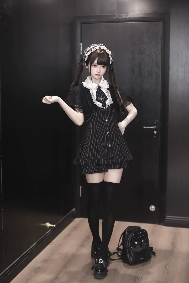 Jirai Kei Lace Shawl Dress Set, Detachable Tie 45193:840953