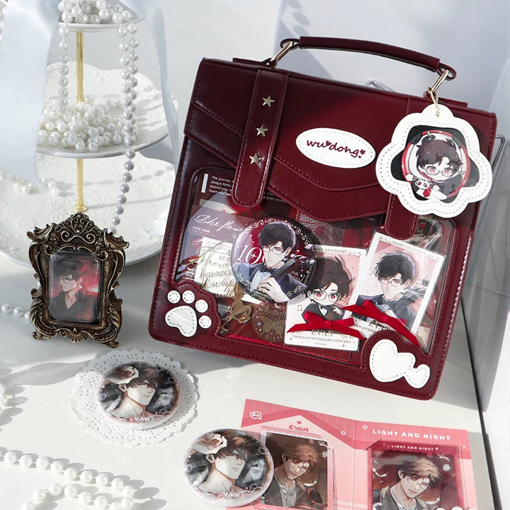 Cat Paw Ita Bag, Backpack with Clear Window (Red) 45421:848426