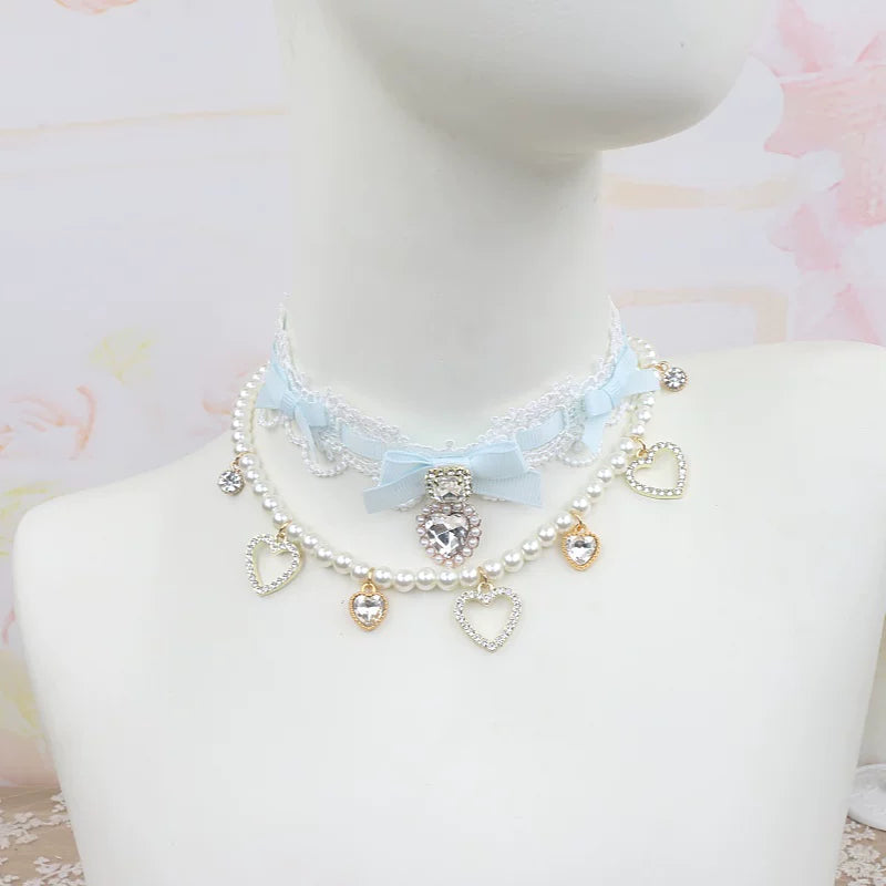 Ryousangata Heart Rhinestones Necklaces and Wrist Pieces 45072:838592