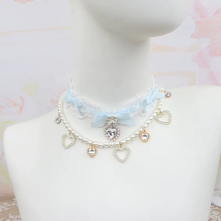 Ryousangata Heart Rhinestones Necklaces and Wrist Pieces 45072:838592