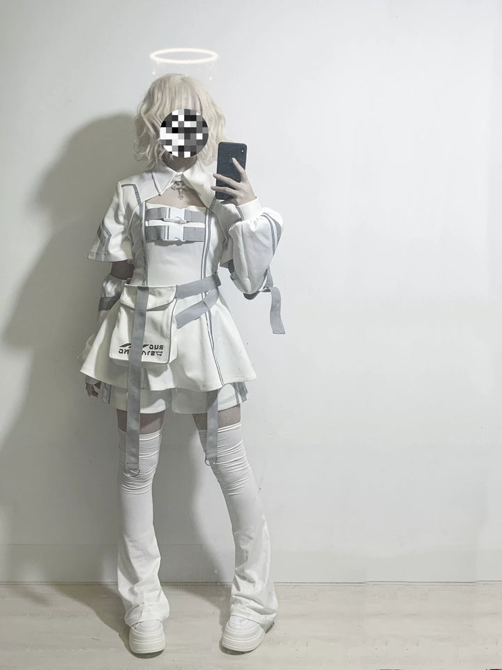 Cyberpunk Reflective Shorts Outfit, Waist Bag 43734:784970