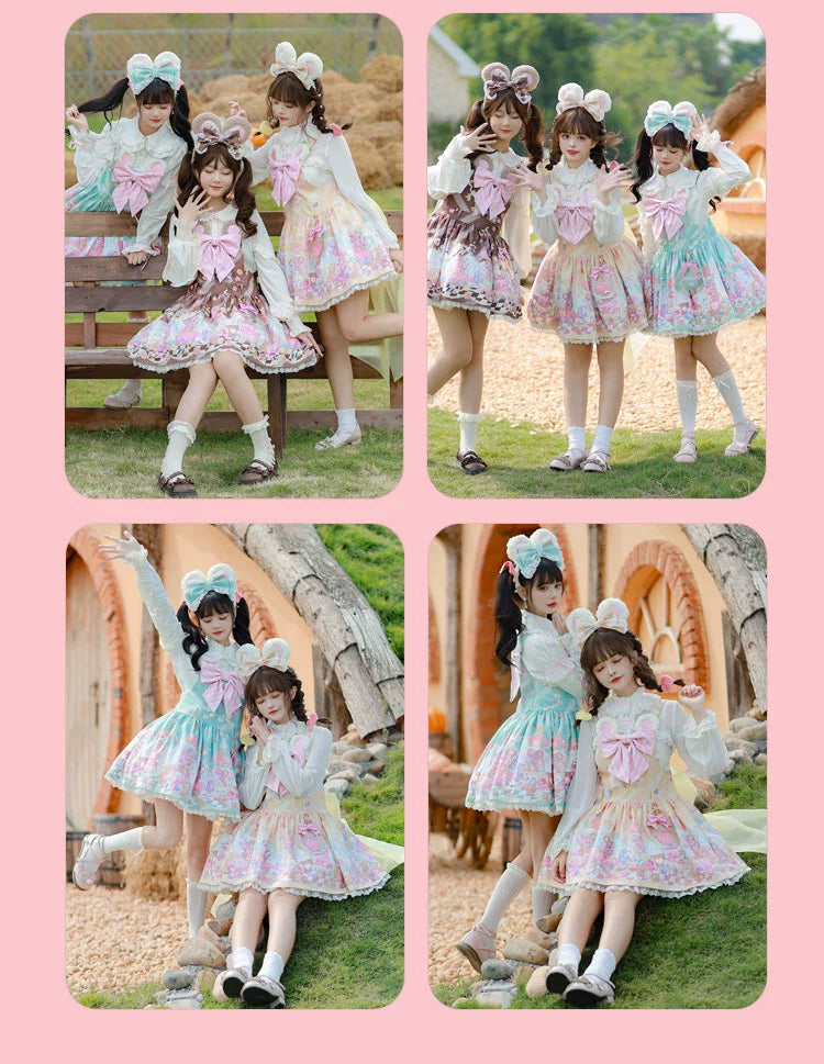 Fairy Kei Pink/ Blue Purple Yellow Coffee Lolita Dress 31732:365884 31732:365884