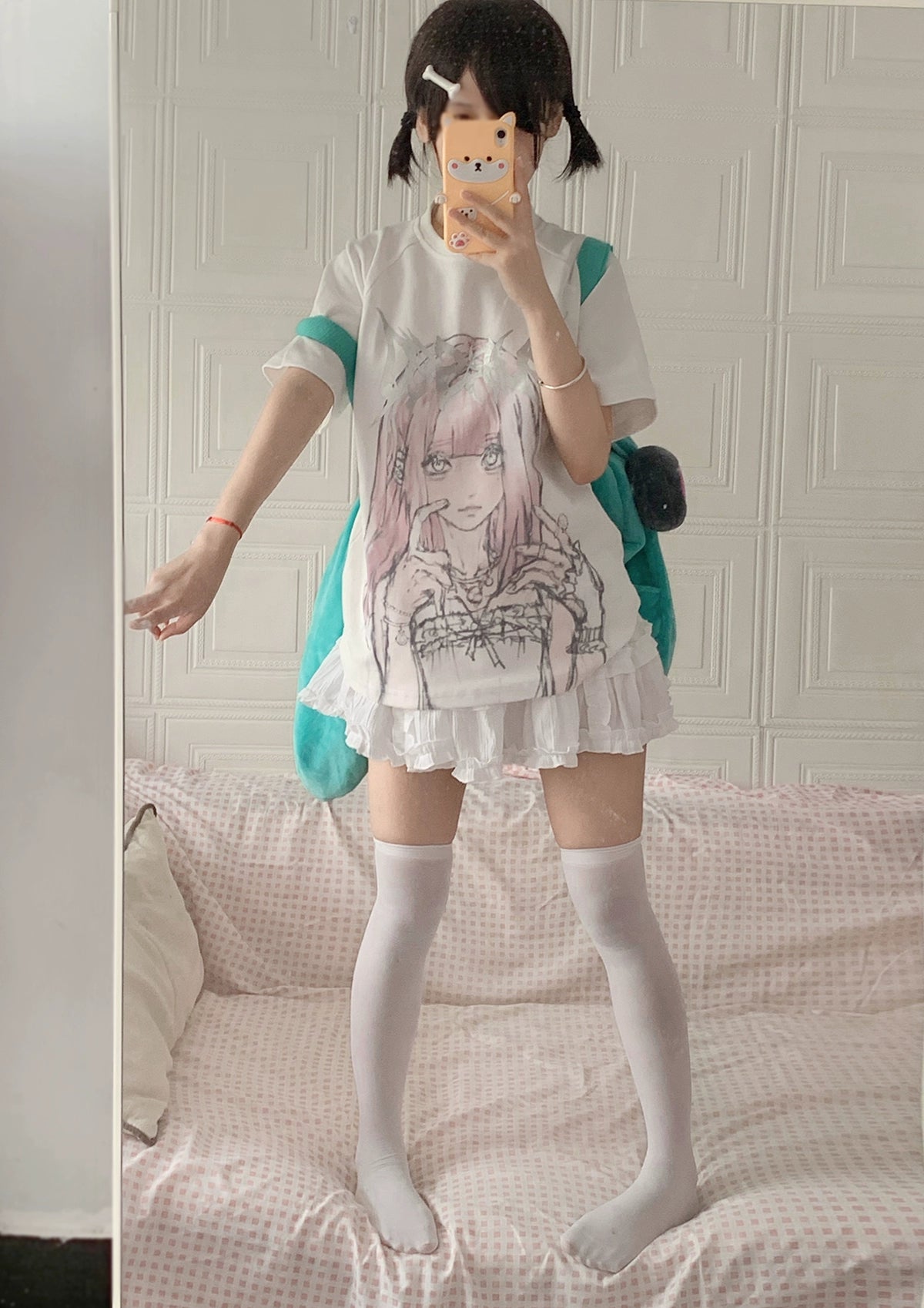 Jirai Kei Short Sleeve T-shirt Anime Print Top 37576:575328