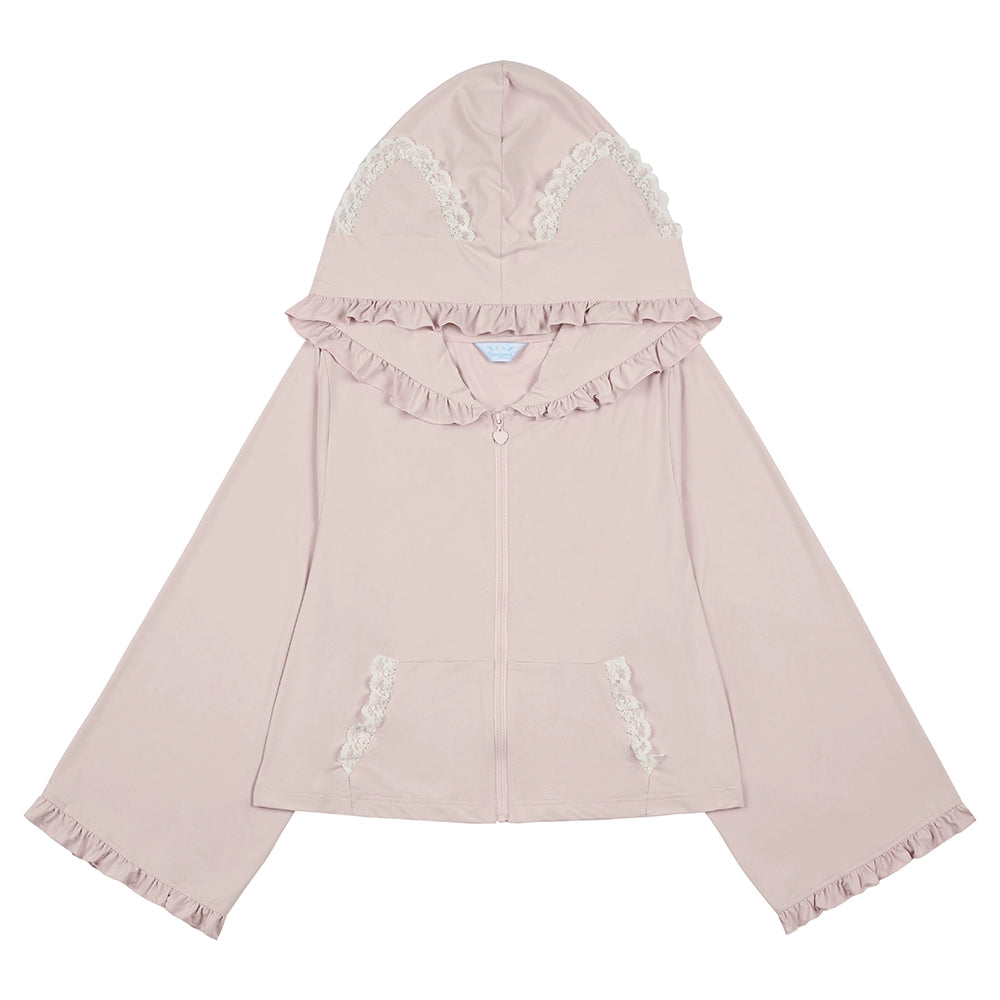 Jirai Kei Coat Sun-proof Jacket Hoodie UPF50 (Pink) 38510:592362