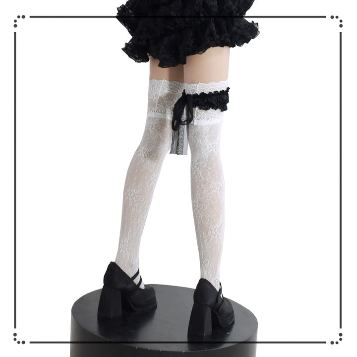 Gothic Lolita Lace Stockings, Bow Garter 43755:784433