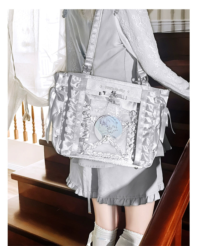 Large-Capacity Ita Bag, Clear Window Front + Rhinestones 43231:779292
