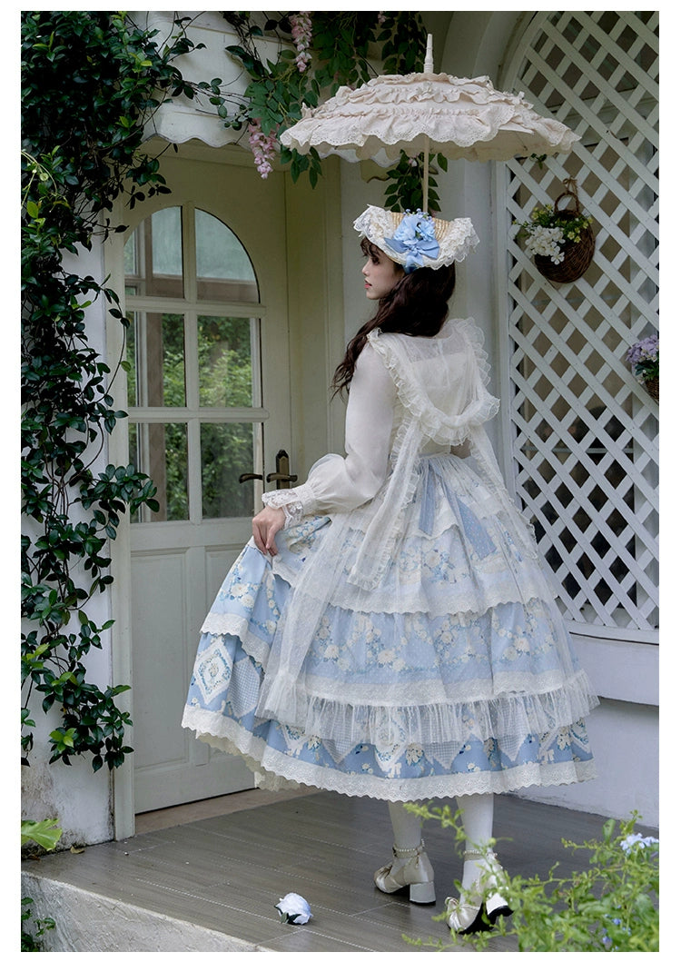 Classic Lolita Dress Twins Cottagecore Embroidery Tiered Dress 39470:641140