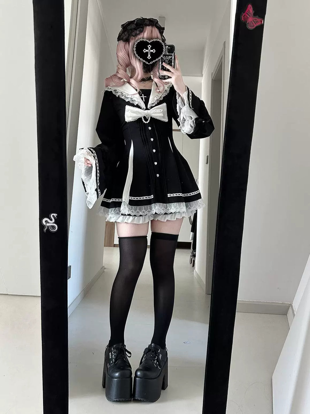 Jirai Kei Hime Sleeves Dress, Pocketed Shorts 44215:808515