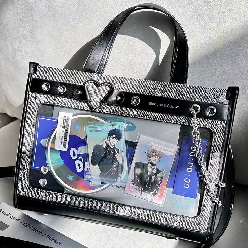 Japanese-Style Boxy Shape Ita Bag, Detachable Chain 45417:847845