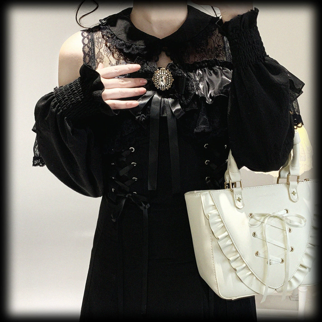 Elegant Long Open-Shoulder Dress, Subtle Floral Pattern 44473:809630