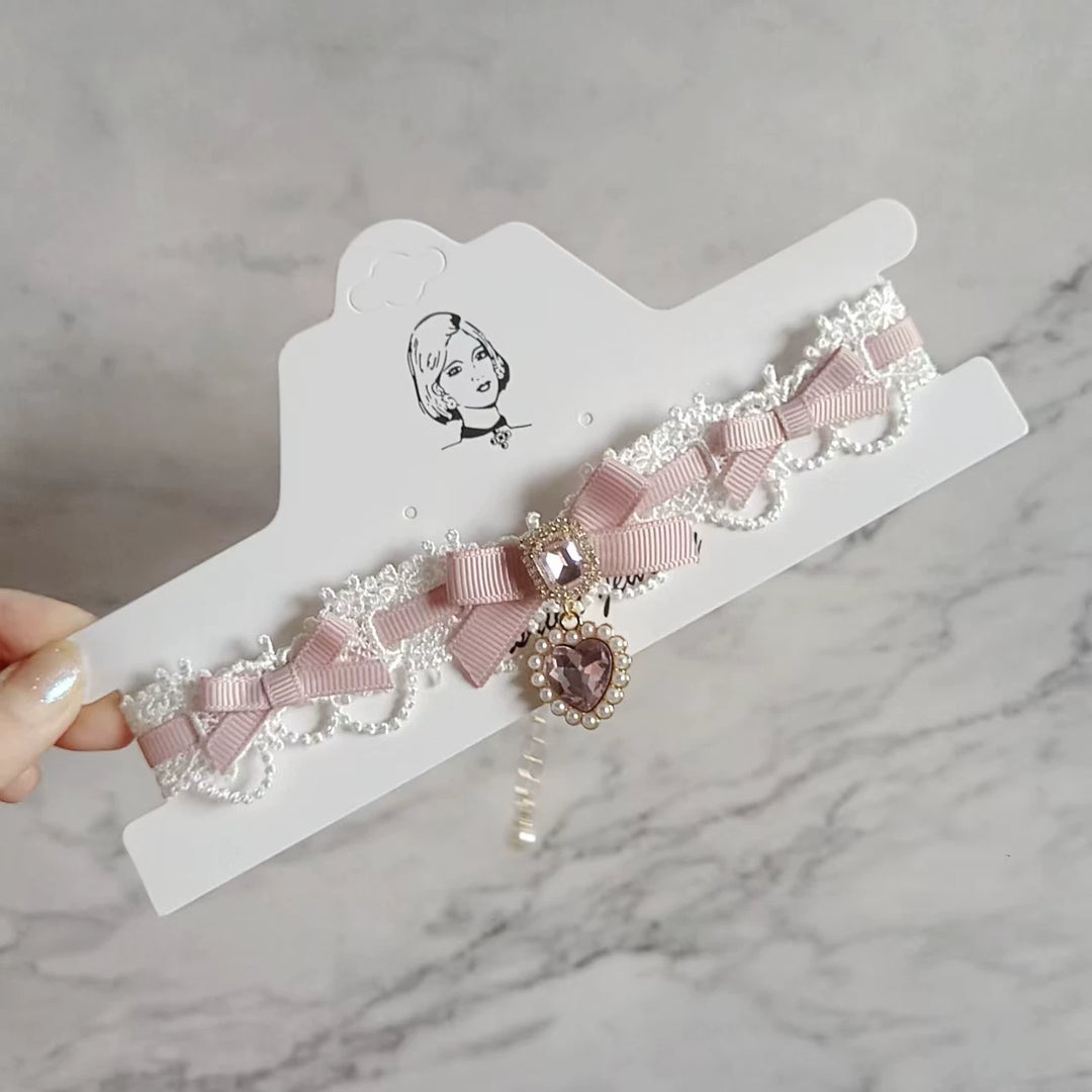 Ryousangata Heart Rhinestones Necklaces and Wrist Pieces 45072:838579