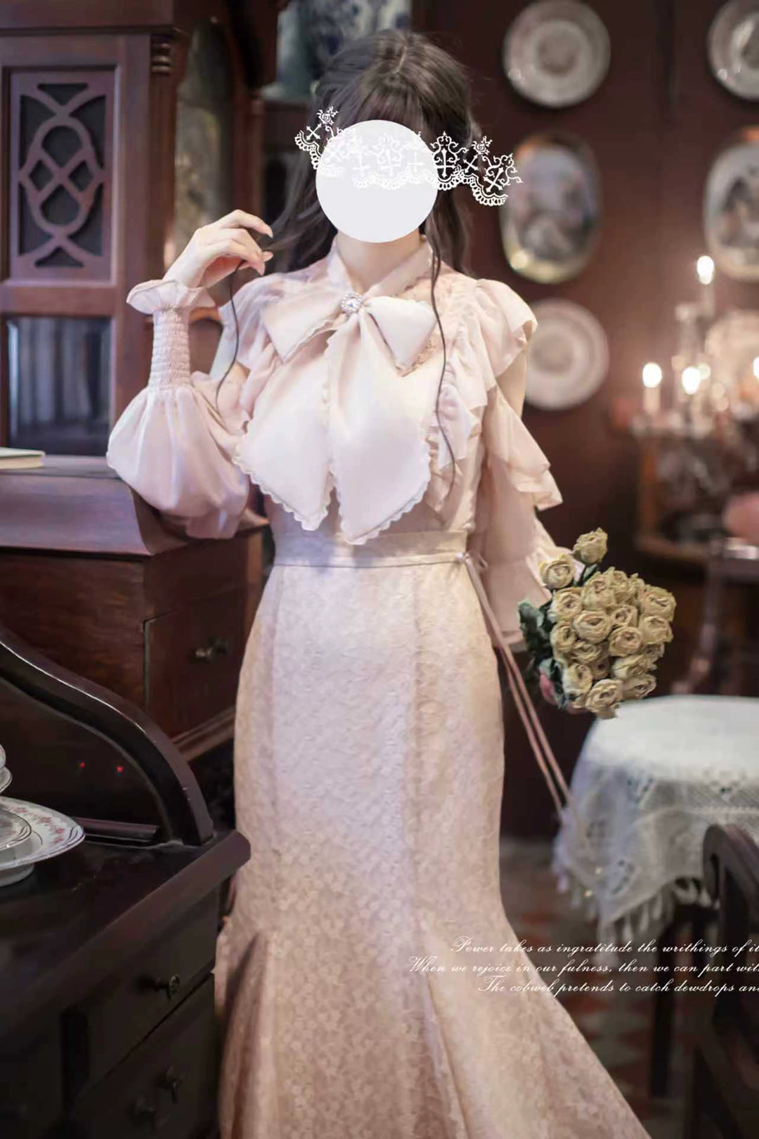 Seiso Kei Chiffon Blouse, Mermaid Skirt (L M S XL) 44030:793800