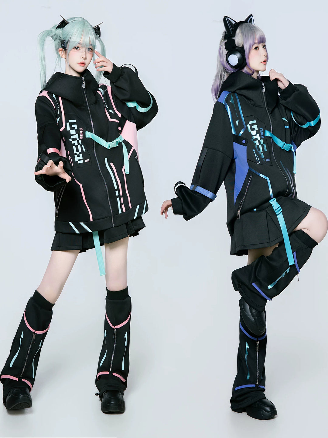 Cyberpunk Fashion, Unisex Jacket and Skort Set 44425:810171