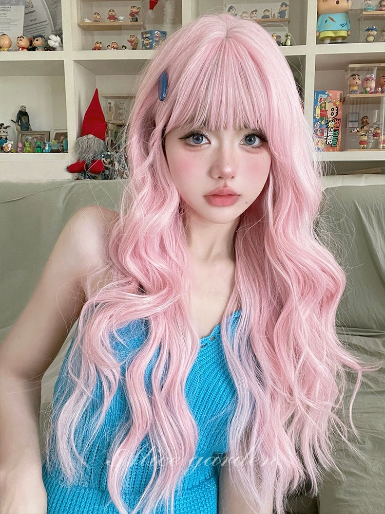 Lolita Wig Fairy Kei Pink Wig Long Curly Wig 32100:522618 32100:522618