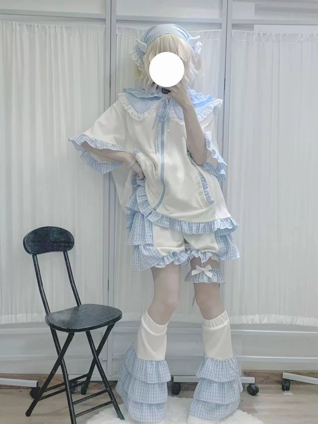 Tenshi Kaiwai Outfit Set Blue Short Sleeve Coat Set 37566:563390