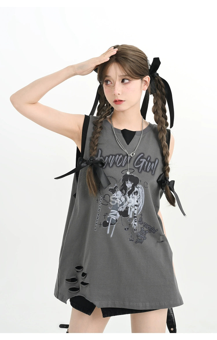 Y2K T-shirt Anime Print Spicy Girl Tank Top Cotton 35904:560090