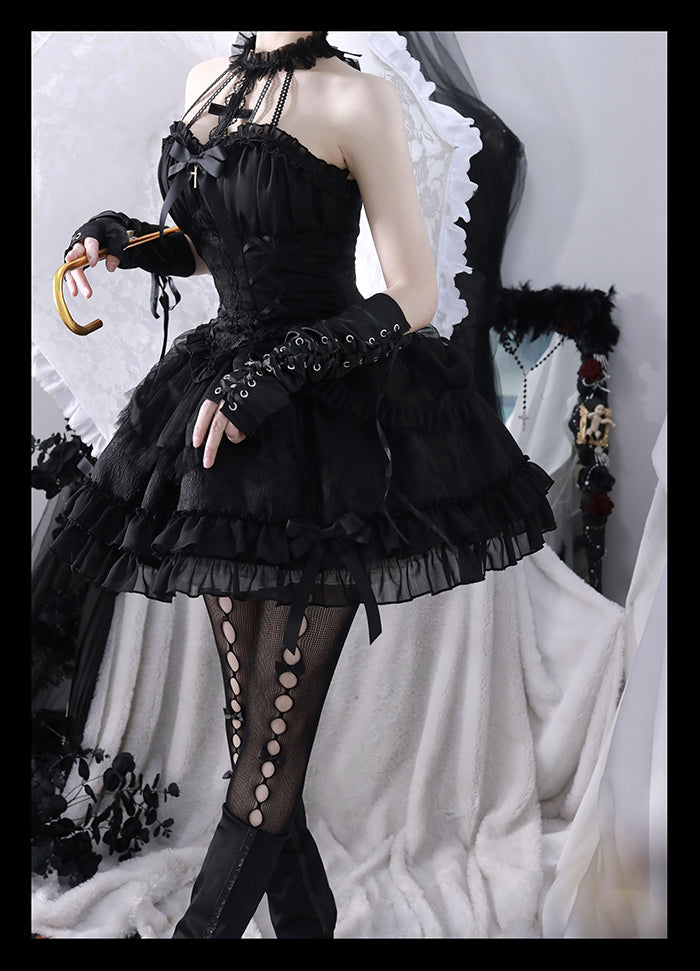 Gothic Lolita Dress Cross-Hime Halterneck Lolita Jumper Dress 35062:478645 35062:478645