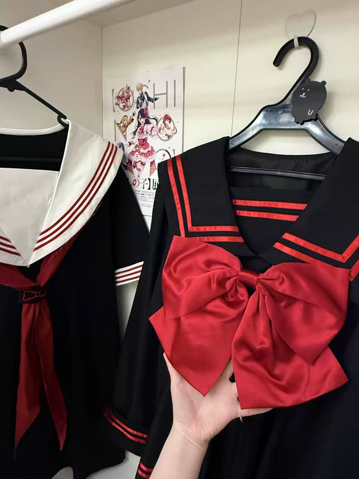 Sailor Collar JK Uniform Dress, Flared Sleeves (L M) 43871:787959