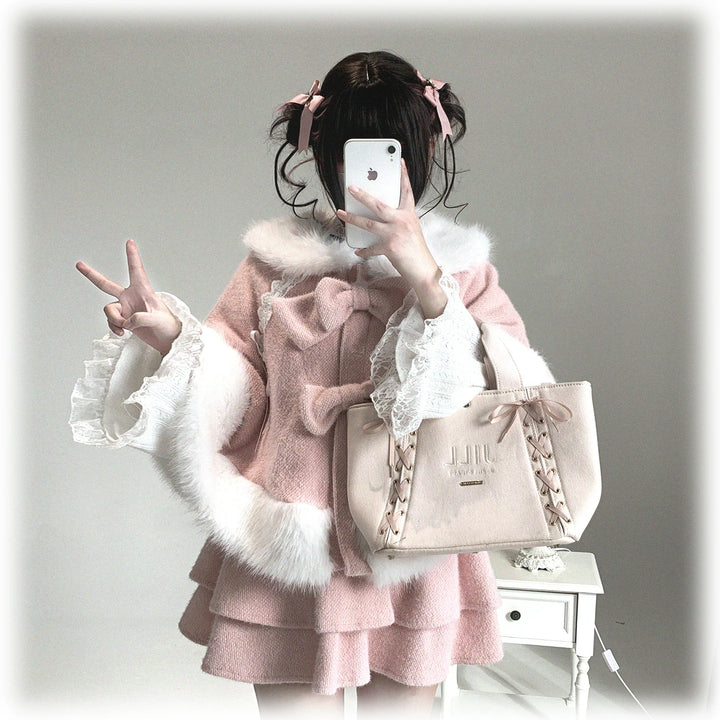 Sweet Bunny Ear Winter Cape, Polar Fleece Lining 44474:809713