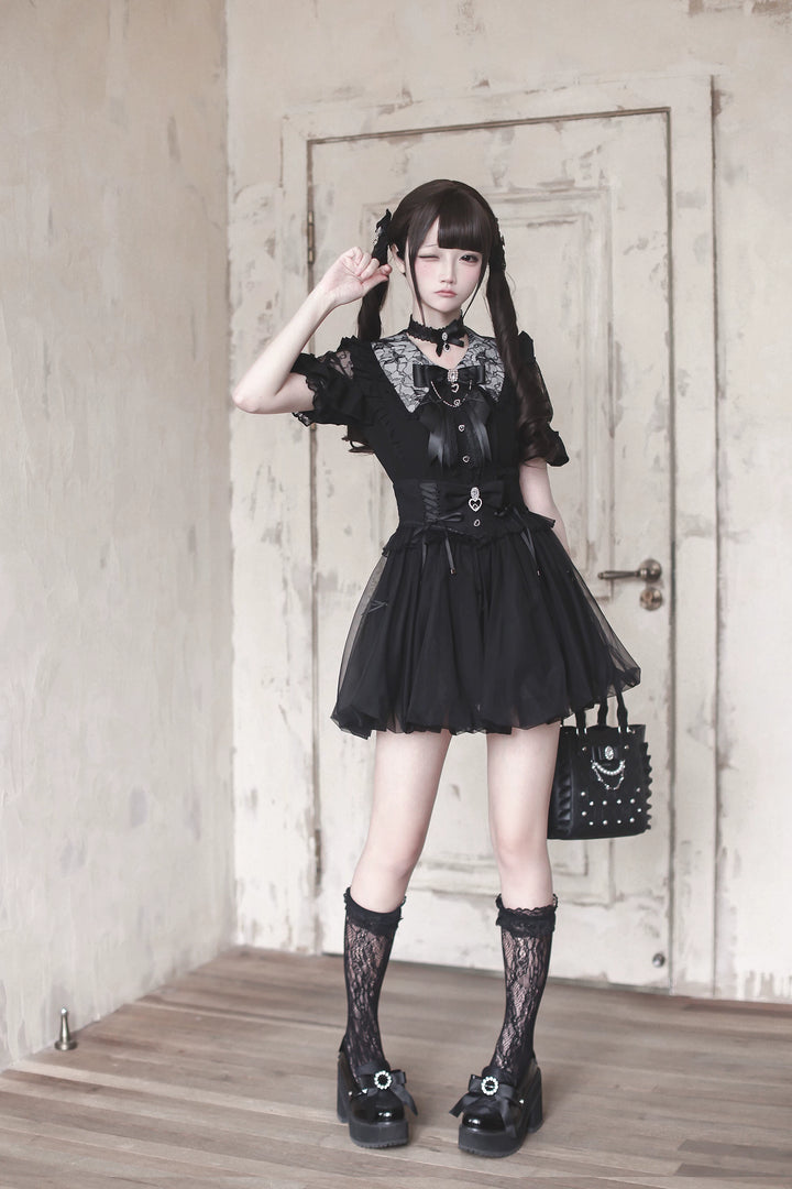 Jirai Kei Bubble Skirt, Rhinestone and Bows 45192:841907