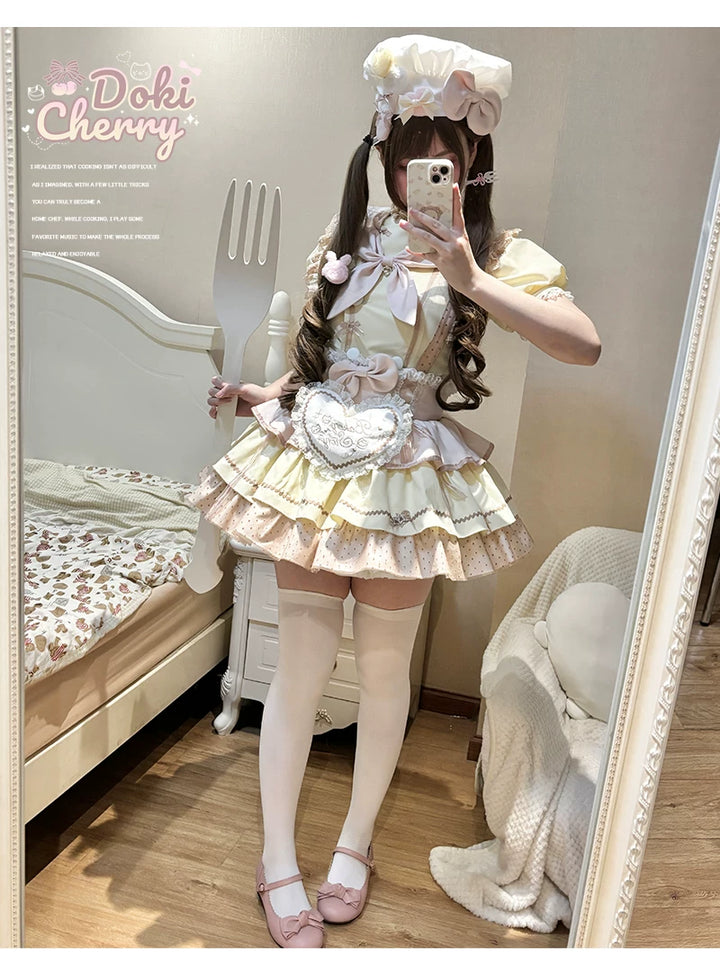 Kawaii Lolita Baker-Inspired Blouse, Suspender Skirt 44466:809164