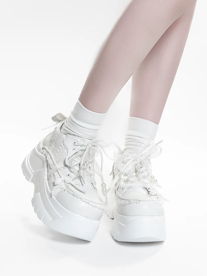 Jirai Kei High Platform Shoes, Lace Details 45748:861595