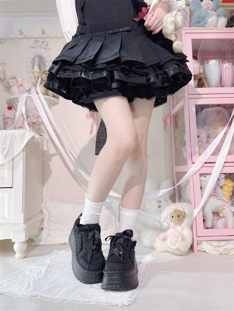 Jirai Kei Platform Shoes, Heart Details & Bows 45252:842637