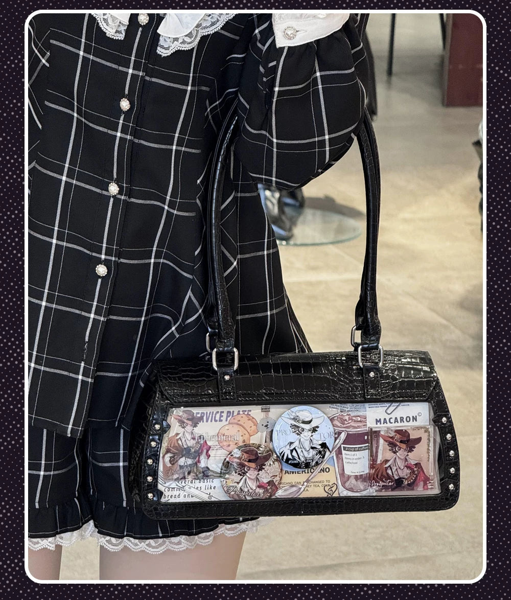Bat-Inspired Itabag, Croc Texture & Clear Display Window 44930:829001