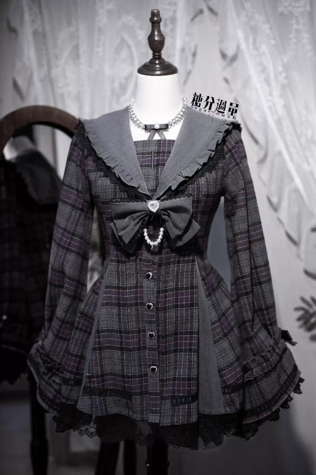 Plaid Jirai Kei Dress Set, Shorts with Side Pockets (2XL L M S XL) 44330:805035