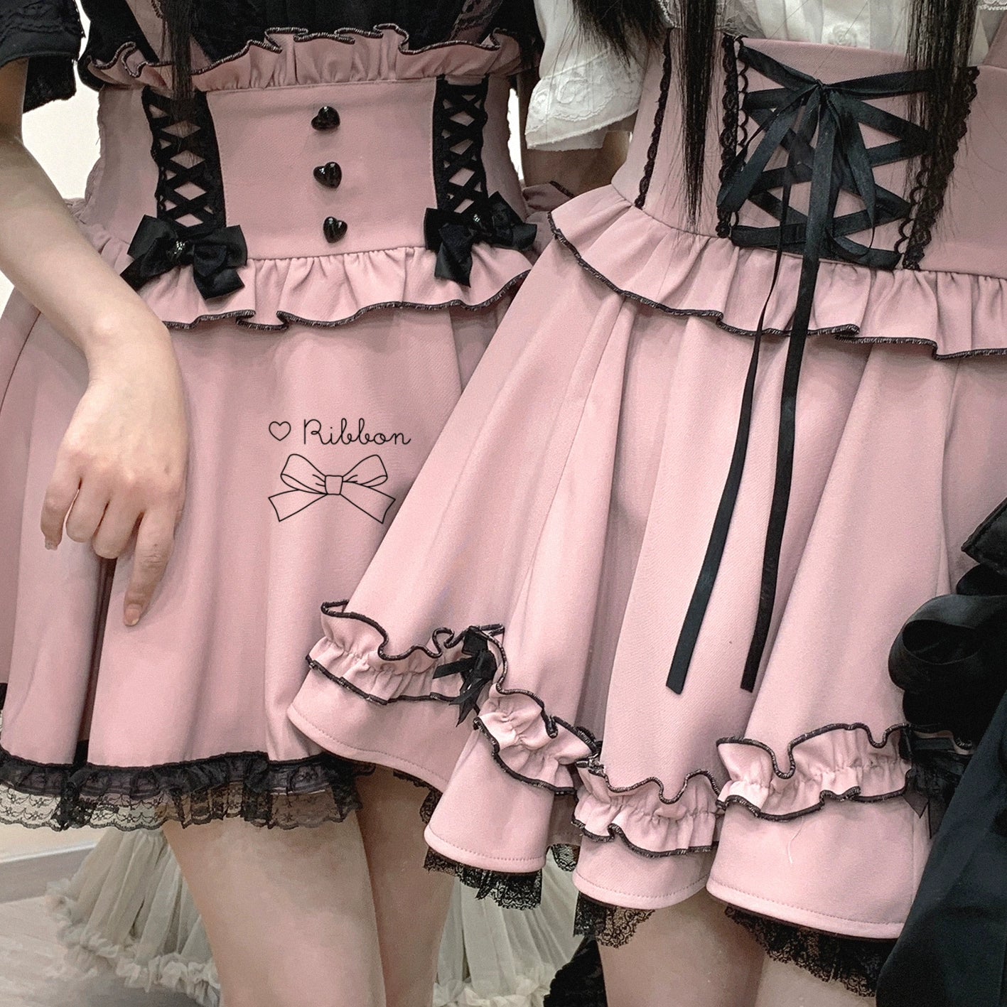 Jirai Kei Suspender Skirt Ruffled Lace Strap Salopette 35372:544142