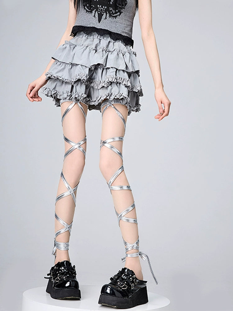 Cyberpunk Leg Straps Sexy Black Silver Grey Leg Bands 36526:535804