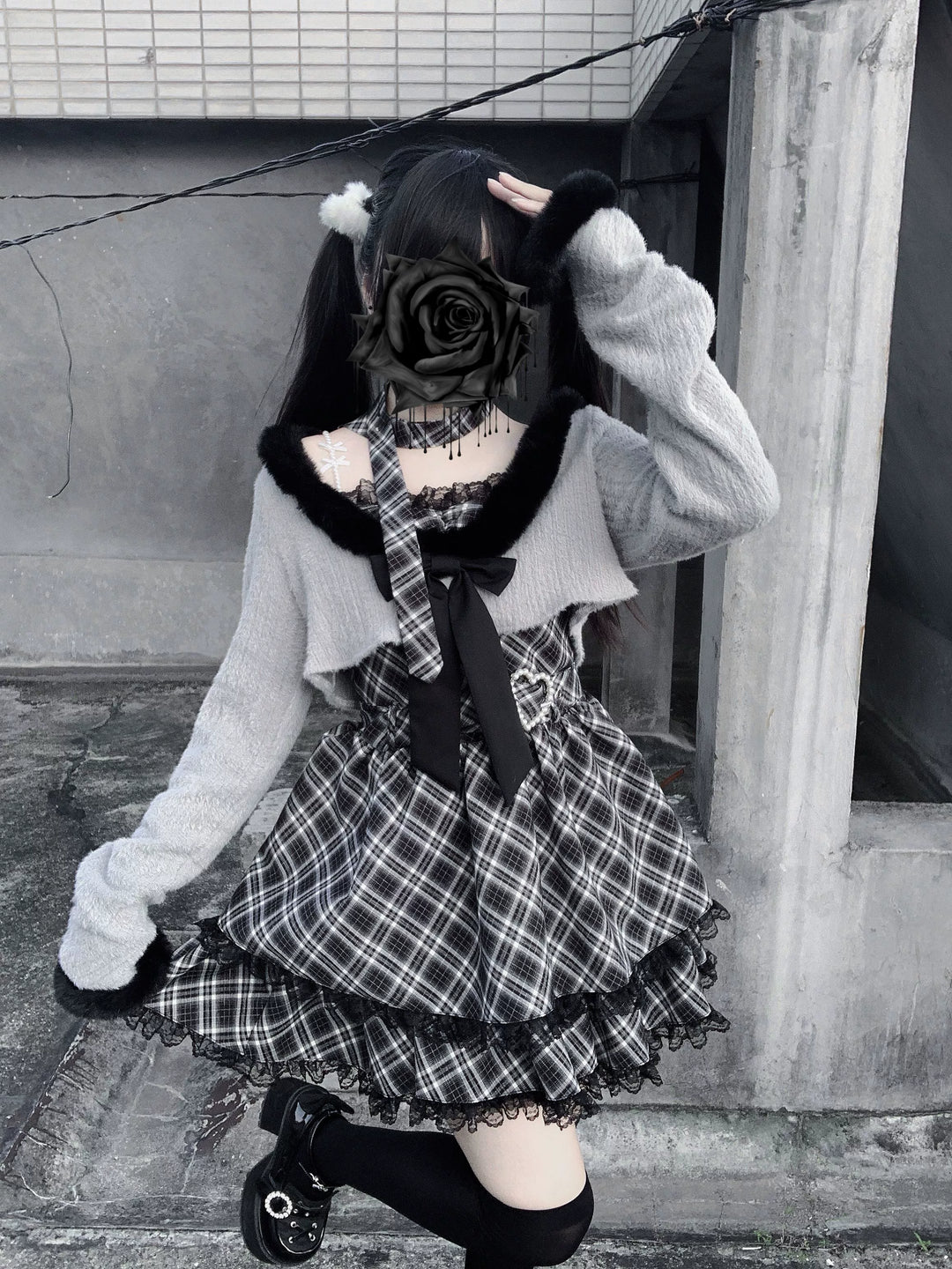 Jirai Kei Camisole Dress, Cropped Outerwear 44084:796552