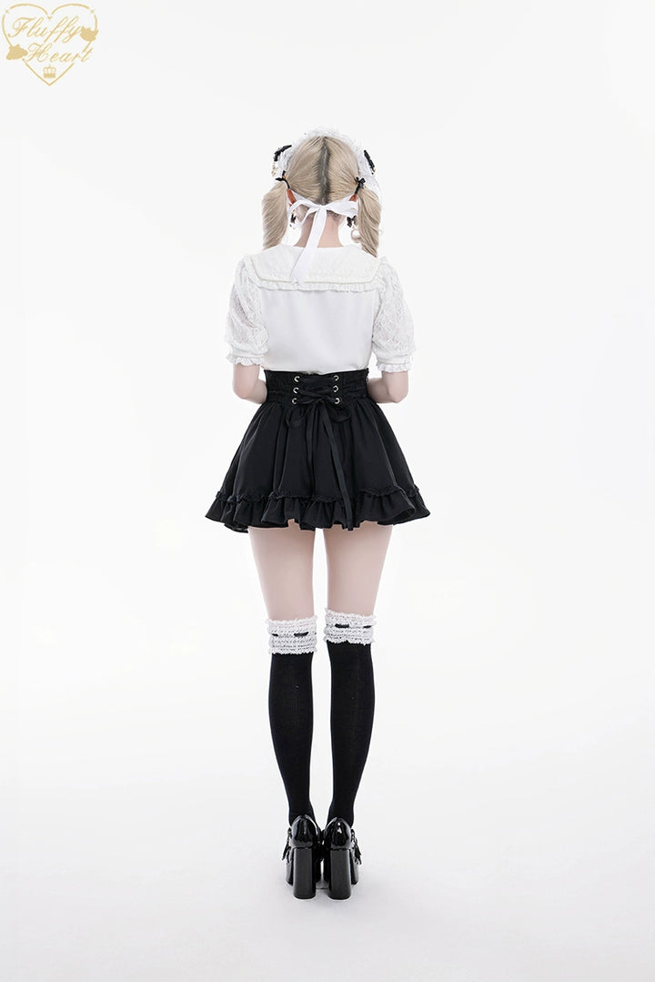 Lace Sailor Collar Jirai Kei Blouse, Heart Buttons 43586:780424