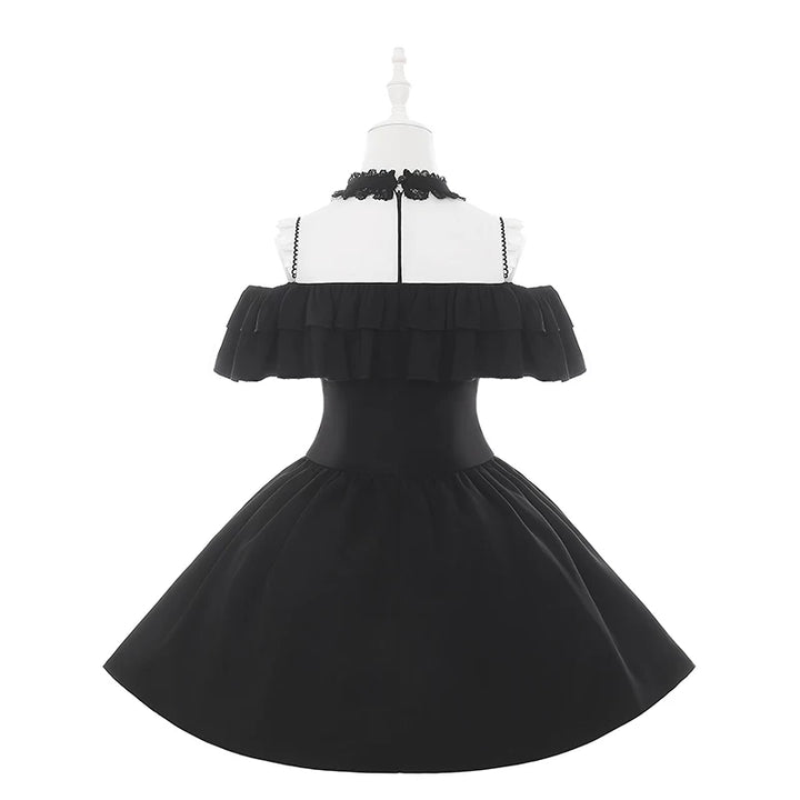 Jirai Kei Open Shoulder Dress, Layered Ruffle 44949:831323