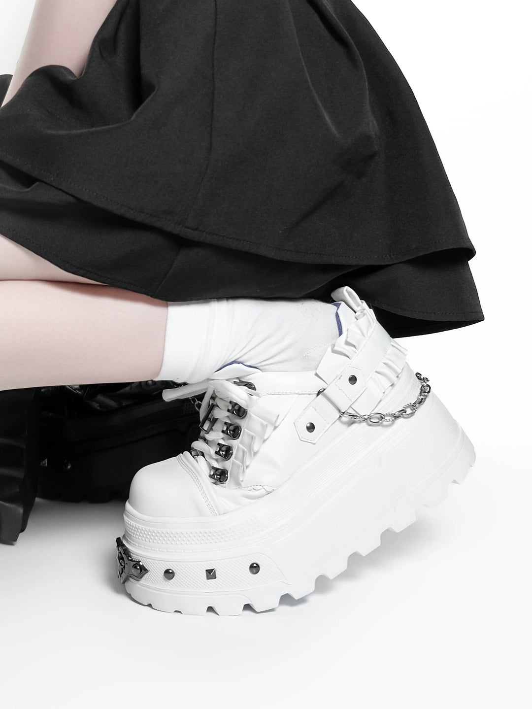 Punk Platform Shoes, Cross Accent & Detachable Heel Chains 45950:872256