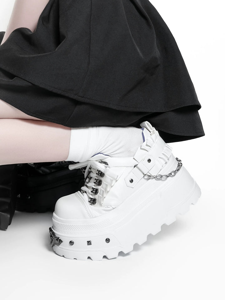 Punk Platform Shoes, Cross Accent & Detachable Heel Chains 45950:872256