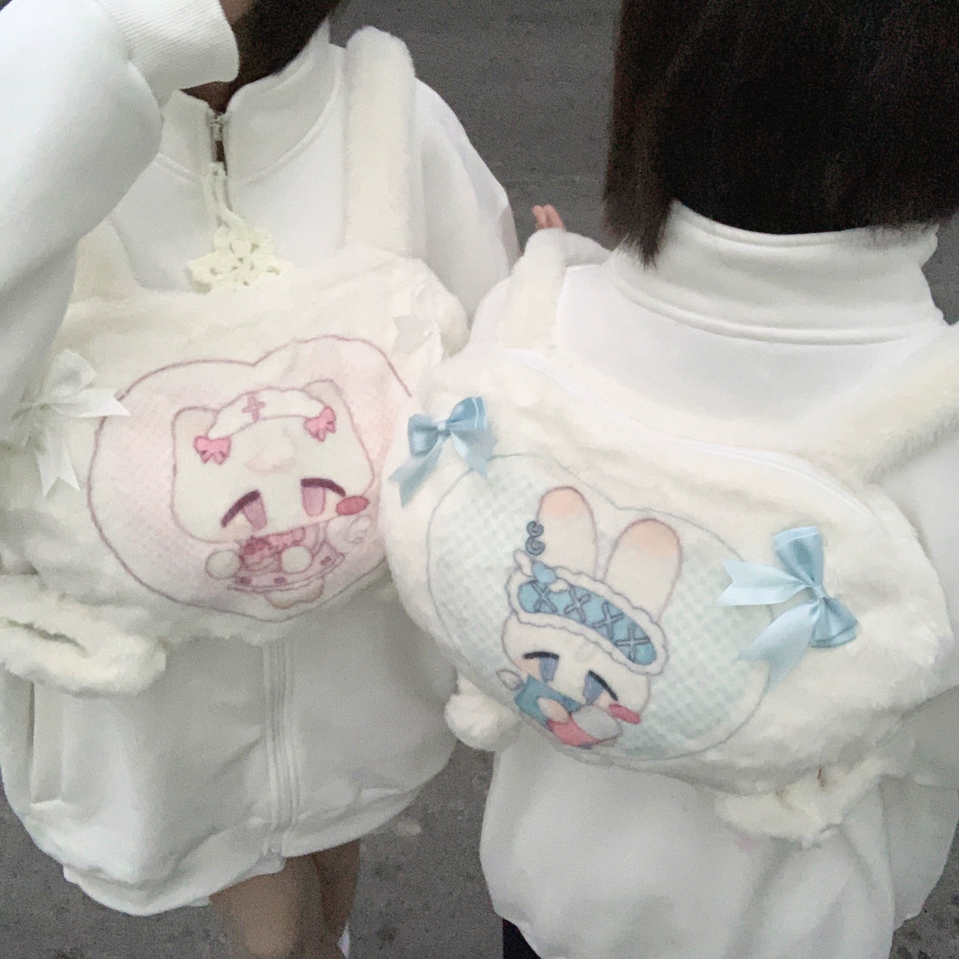 Jirai Kei Backpack White Heart Shape Double Sided Printed Bag 32932:436034