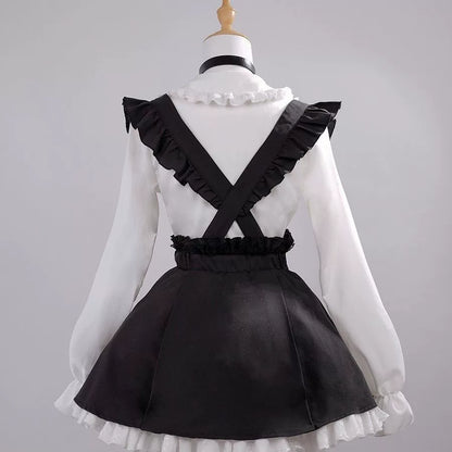 Jirai Kei White Blouse And Black Suspender Skirt Set 32940:565654