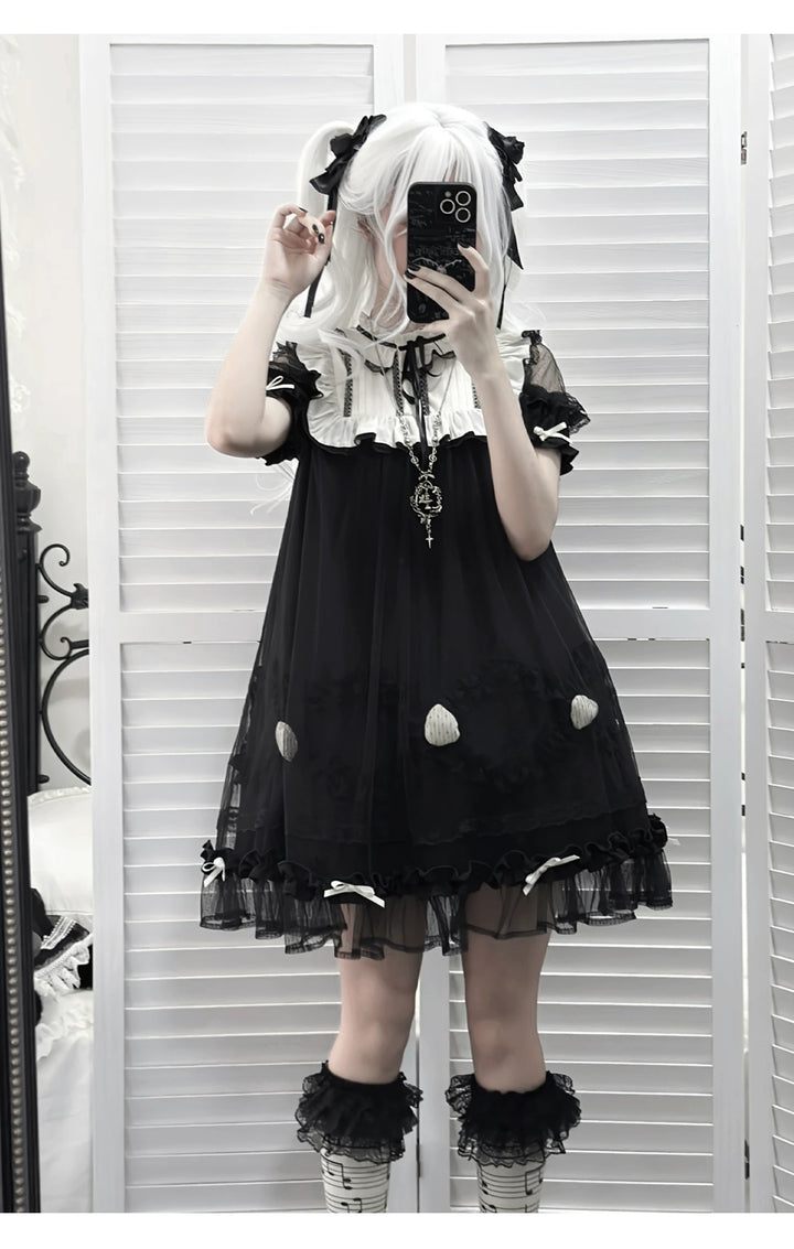 Japanese-style Tulle Dress, Detachable Strawberry Accent 45345:848967