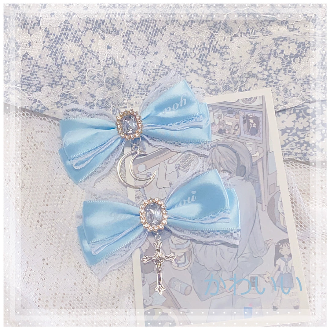 Jirai Kei Headwear Ryousangata Blue Bow Hair Accessories Set 29326:352746 29326:352746