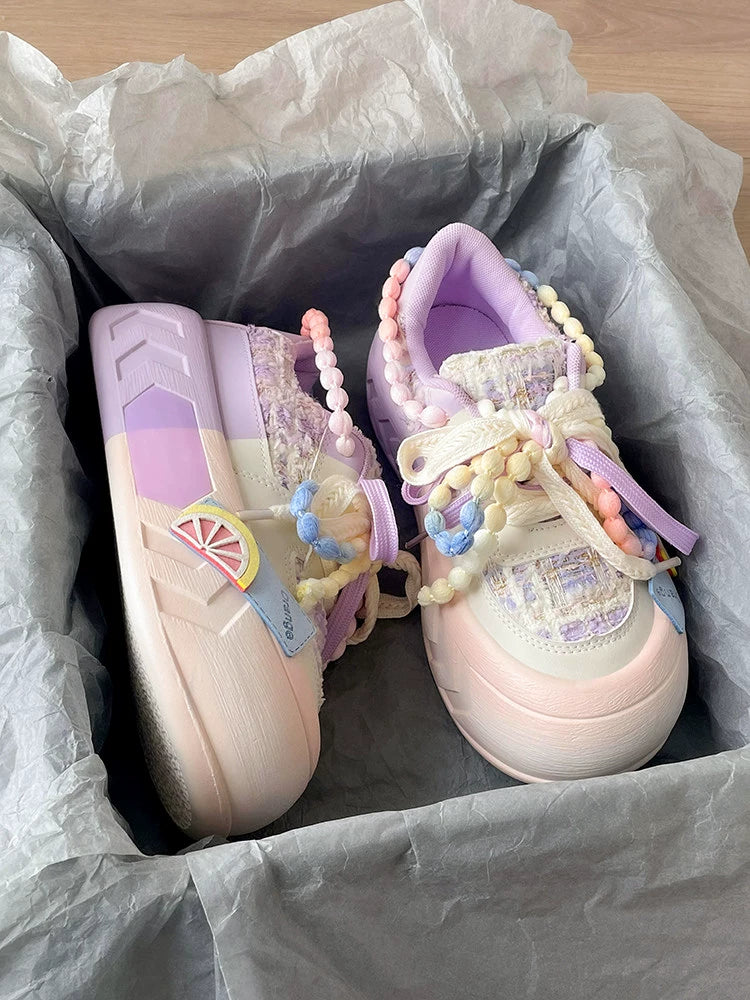 Kawaii Pink Blue Purple Shoes Pastel Platform Sneakers 31750:372510 31750:372510