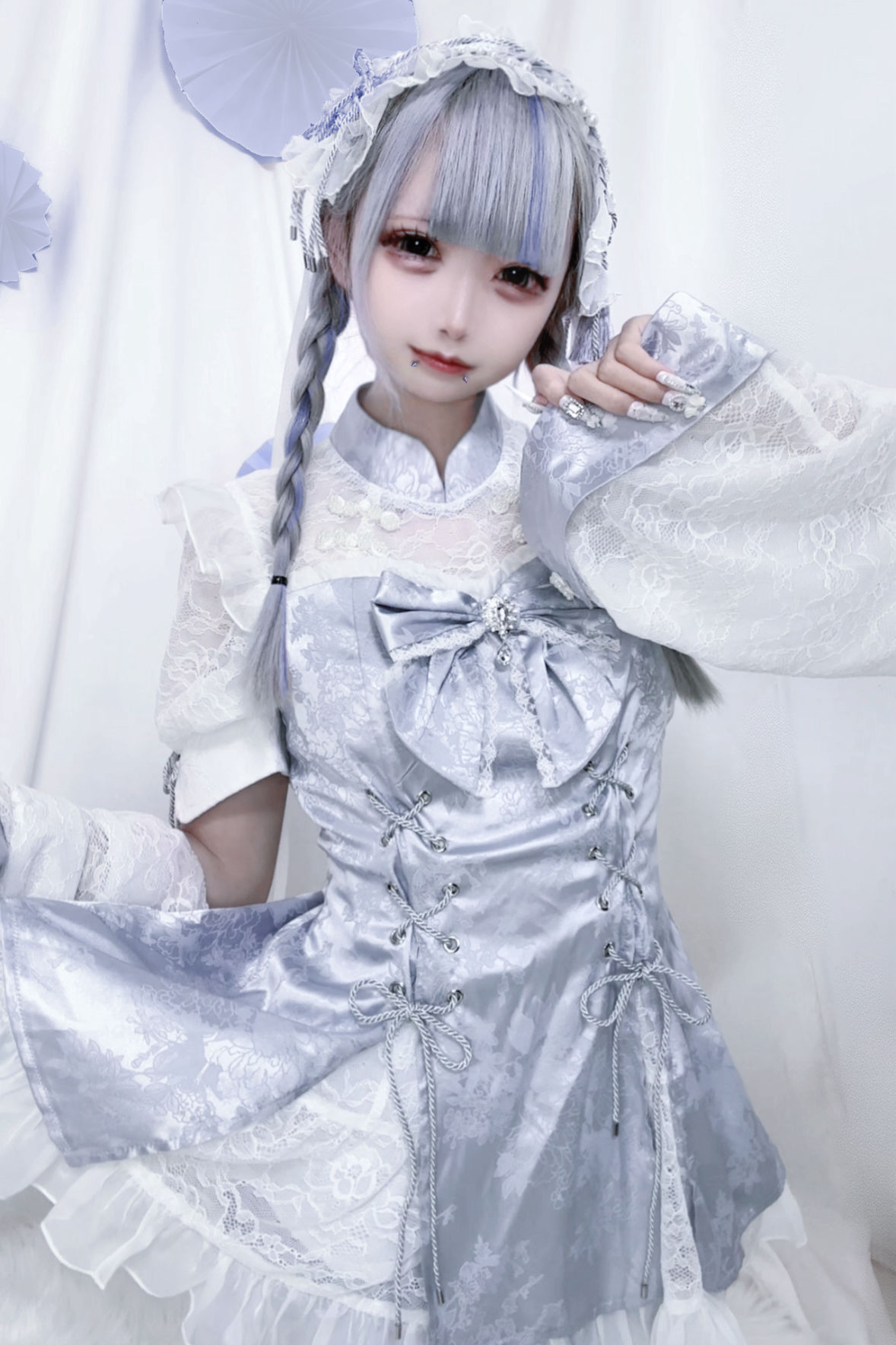 Jirai Kei Dress Set Chinese Style Lace Suit Short Sleeve Dress 35598:500504
