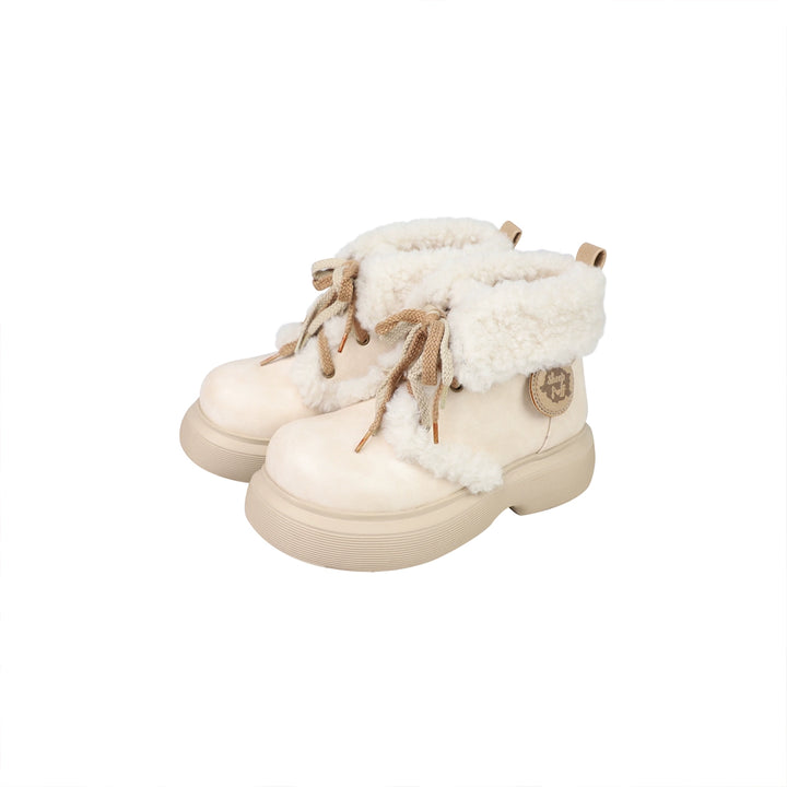 Kawaii Shoes White Black Shoes Lamb Wool Padded Snow Boots 33768:450124 33768:450124