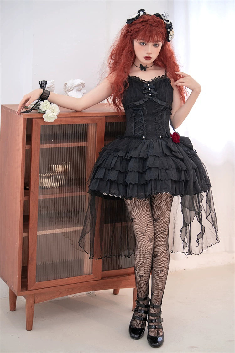 Gothic Lolita Dress Black White Corset Dress Rose JSK 36472:515994 36472:515994