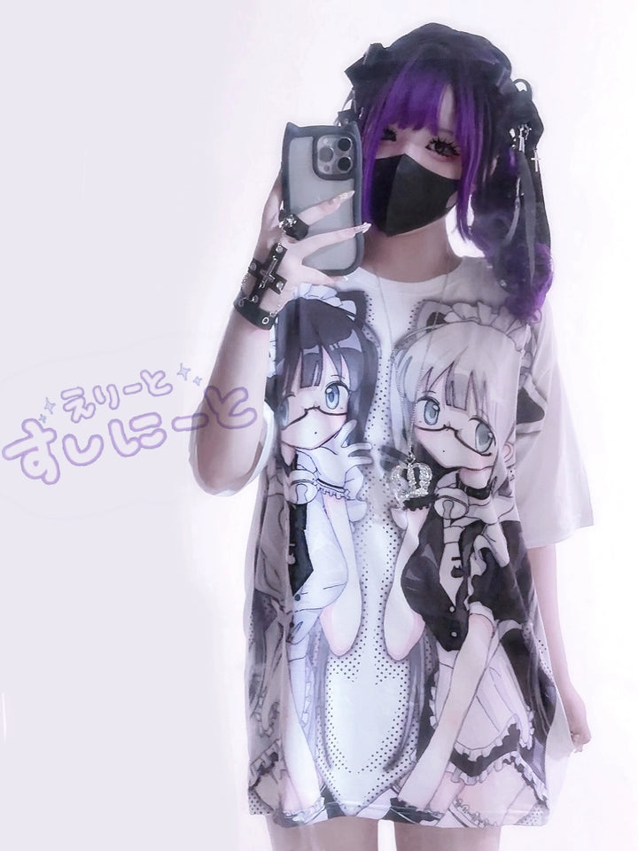 Kawaii T-Shirt Anime Character Printed T-shirt White Top 38224:592800